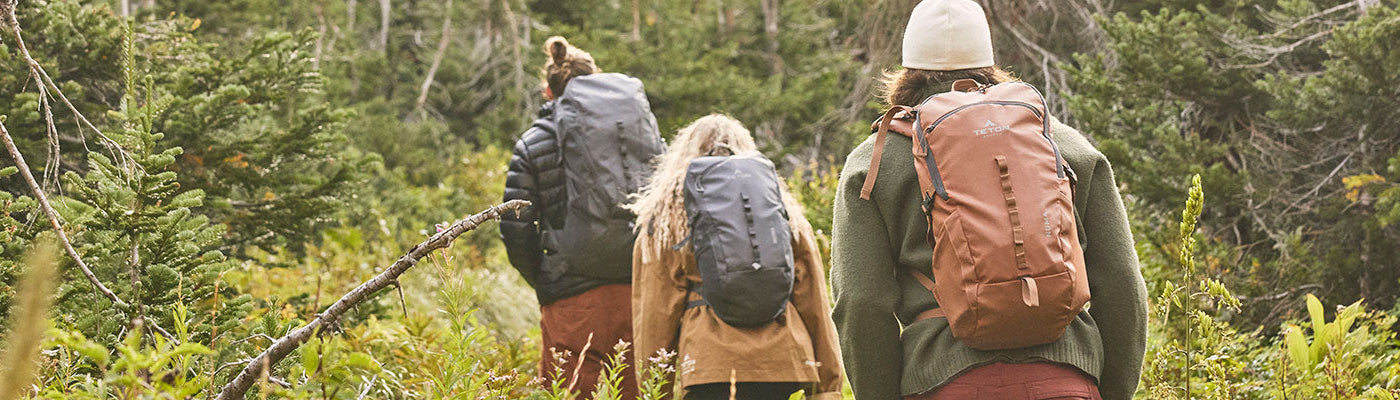 A group of friends hiking with their new TETON Sports Numa backpacks