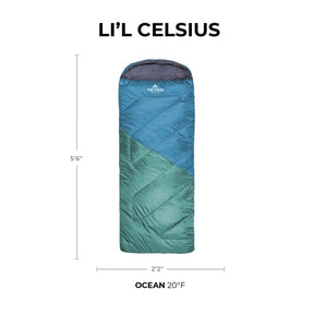 TETON Sports Li'l Celsius 20° Junior Sleeping Bag Ocean 10151S