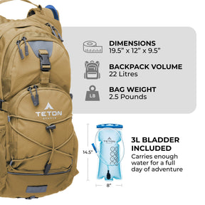 TETON Sports Oasis 22L Hydration Pack with 3L Bladder